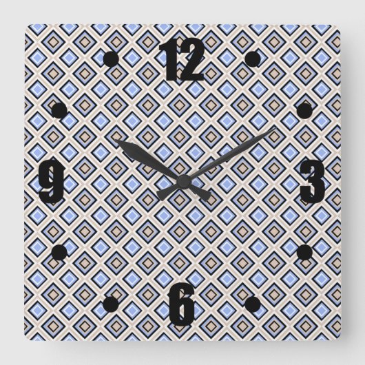 Horloge Carrée Modern and Gray Confeti Squares Geo Pattern (Recto)