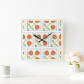 Horloge Carrée Modern Decorative Flowers Pattern (Maison)