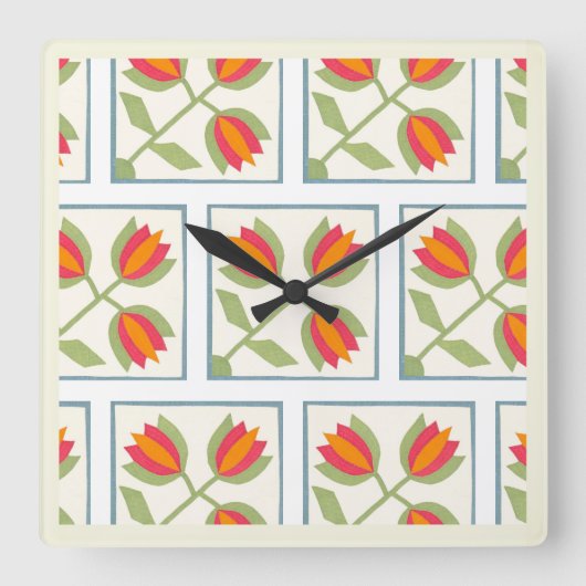 Horloge Carrée Modern Decorative Flowers Pattern (Recto)