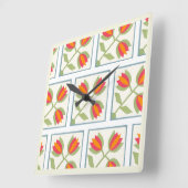 Horloge Carrée Modern Decorative Flowers Pattern (Angle)