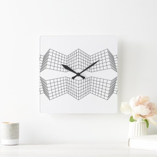 Horloge Carrée modern geometric black and white (Maison)