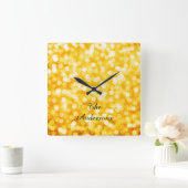 Horloge Carrée Modern Gold Bokeh Wall Clock (Maison)