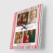 Horloge Carrée Modern Minimal 4 Photo merry Christmas (Angle)