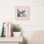 Horloge Carrée Modern Pink & White | Family Photo | Initial<br><div class="desc">this modern pink and white family photo exudes a sense of togetherness,  love,  and contemporary style. It captures a moment of joy and unity,  showcasing the beauty of the family and their harmonious connection.</div>