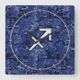 Horloge Carrée Modern Sagittarius Zodiac Sign Navy Digital Camo
