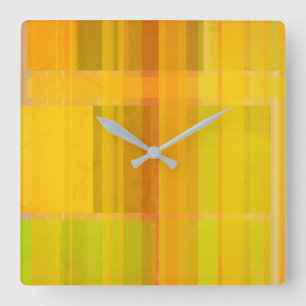 Horloge Carrée Moderne Abstrait Couleurs Citronnées Colorées