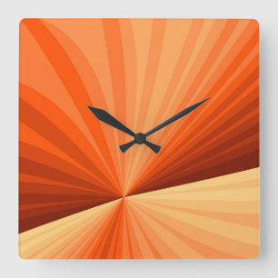 Horloge Carrée Moderne Abstrait Orange Rouge Vanille Graphique Fr