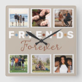 Horloge Carrée Moderne Beige Friends Forever timbre style P (Recto)