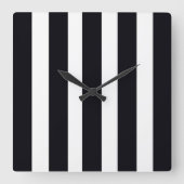 Horloge Carrée Moderne Chic Classique Cool Noir & Blanc rayé (Recto)