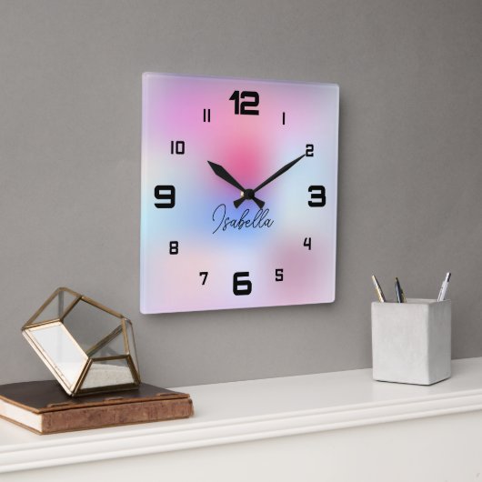 Horloge Carrée Moderne Coloré (Bureau)