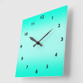 Horloge Carrée Moderne dégradé vert Aquarelle nature motif (Angle)