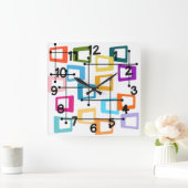 Horloge Carrée Moderne du milieu du siècle atomique (Maison)