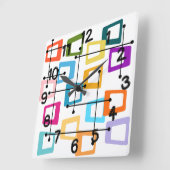 Horloge Carrée Moderne du milieu du siècle atomique (Angle)