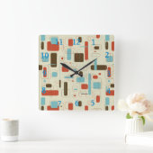 Horloge Carrée Moderne du Moyen-siècle rétro géométrique (Maison)