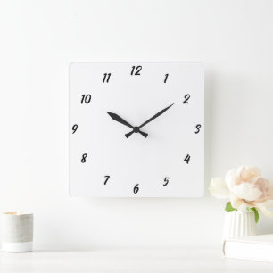 Horloge Carrée Moderne Élégant Noir Blanc Couleur Personnalisée C
