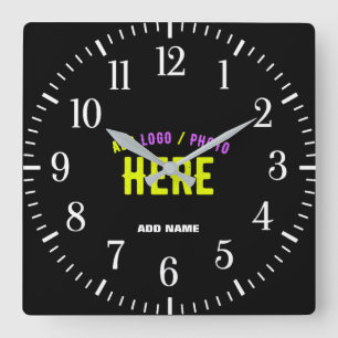 HORLOGE CARRÉE MODERNE ET MODERNE PERSONNALISABLE NOIR VÉRIFIÉ