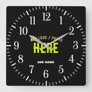 HORLOGE CARRÉE MODERNE ET MODERNE PERSONNALISABLE NOIR VÉRIFIÉ