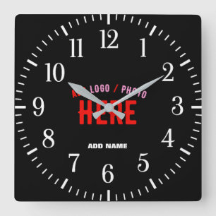 HORLOGE CARRÉE MODERNE ET MODERNE PERSONNALISABLE NOIR VÉRIFIÉ