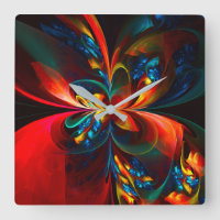 Moderne Floral Abstrait Art Orange Bleu Motif #14
