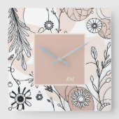 Horloge Carrée Moderne Neutre Boho Brown esthétique (Recto)