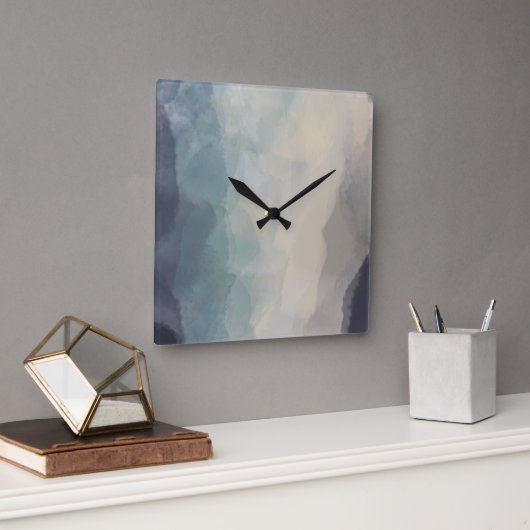 Horloge Carrée Moderne Pastel Blue Joli Motif Abstrait (Bureau)