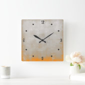 Horloge Carrée Moderne Rustic Grey Orange Abstrait (Maison)