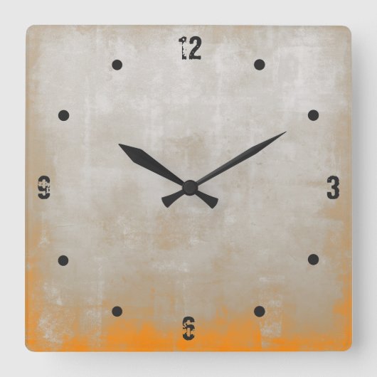 Horloge Carrée Moderne Rustic Grey Orange Abstrait (Recto)