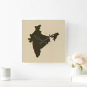 Horloge Carrée Modes Inde d'épice de chocolat (Maison)