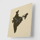 Horloge Carrée Modes Inde d'épice de chocolat (Angle)