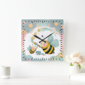 Horloge Carrée Moi et bébé abeille (Maison)