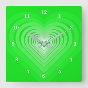 Horloge Carrée Mon amour - Coeur vert