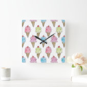 Horloge Carrée Mon gâteau - Crème glacée (Maison)