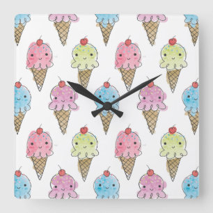 Horloge Carrée Mon traitement - Crème de glace