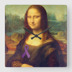 Horloge Carrée Mona Lisa Au Ruban Violet