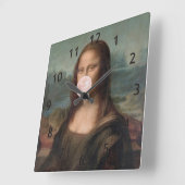 Horloge Carrée Mona Lisa Blown Pink Buble gomme (Angle)