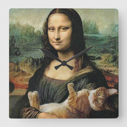 Horloge Carrée Mona Lisa et le chat Leonardo da Vinci (Recto)