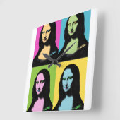 Horloge Carrée Mona Lisa - Style Pop Art (Angle)