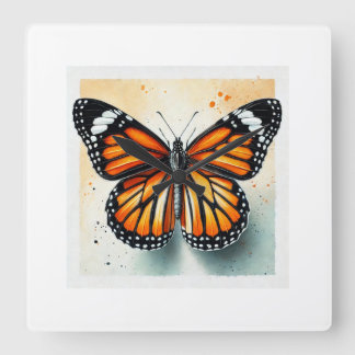 Horloge Carrée Monarch butterfly 210924IREF220 - Watercolor