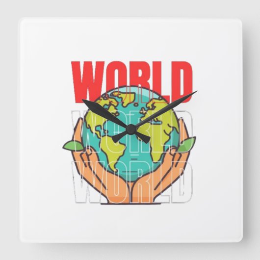 Horloge Carrée Monde – Conception de globe d'aventure de voyage (Recto)