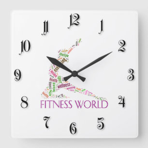 Horloge Carrée Monde fitness