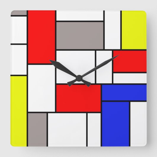 Horloge Carrée Mondrian (Recto)