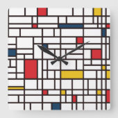 Horloge Carrée Mondrian De Stijl (Recto)