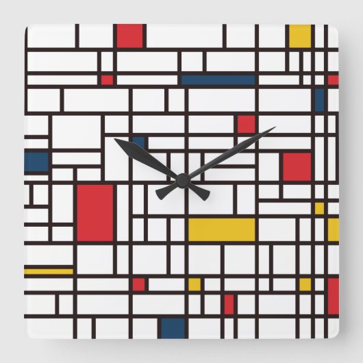 Horloge Carrée Mondrian De Stijl (Recto)