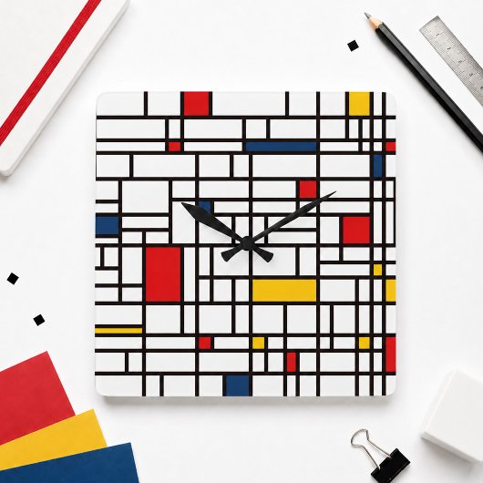 Horloge Carrée Mondrian De Stijl