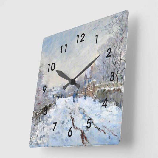 Horloge Carrée Monet - Snow Scene at Argenteuil (Angle)
