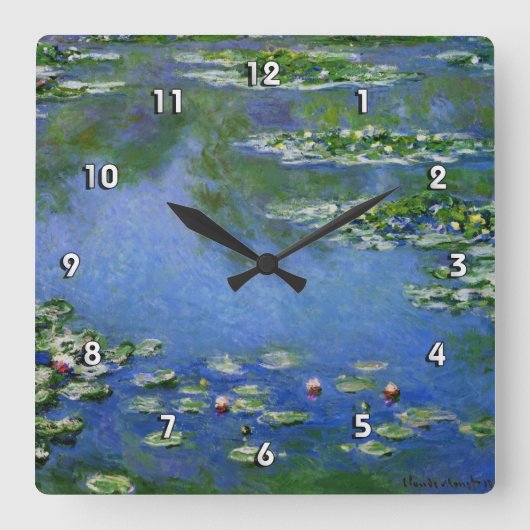 Horloge Carrée Monet Water Lilies Fine Art (1906) (Recto)