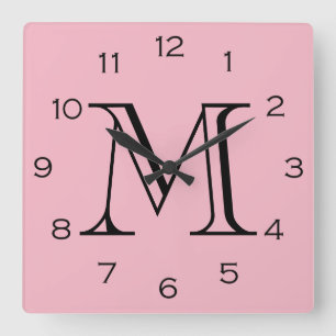 Horloge Carrée Mongram Black Numbers
