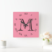 Horloge Carrée Mongram Black Roman Numbers (Maison)