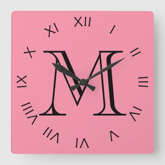 Horloge Carrée Mongram Black Roman Numbers (Recto)