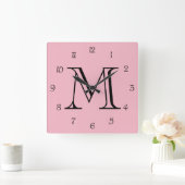 Horloge Carrée Mongram Black Script Numbers (Maison)